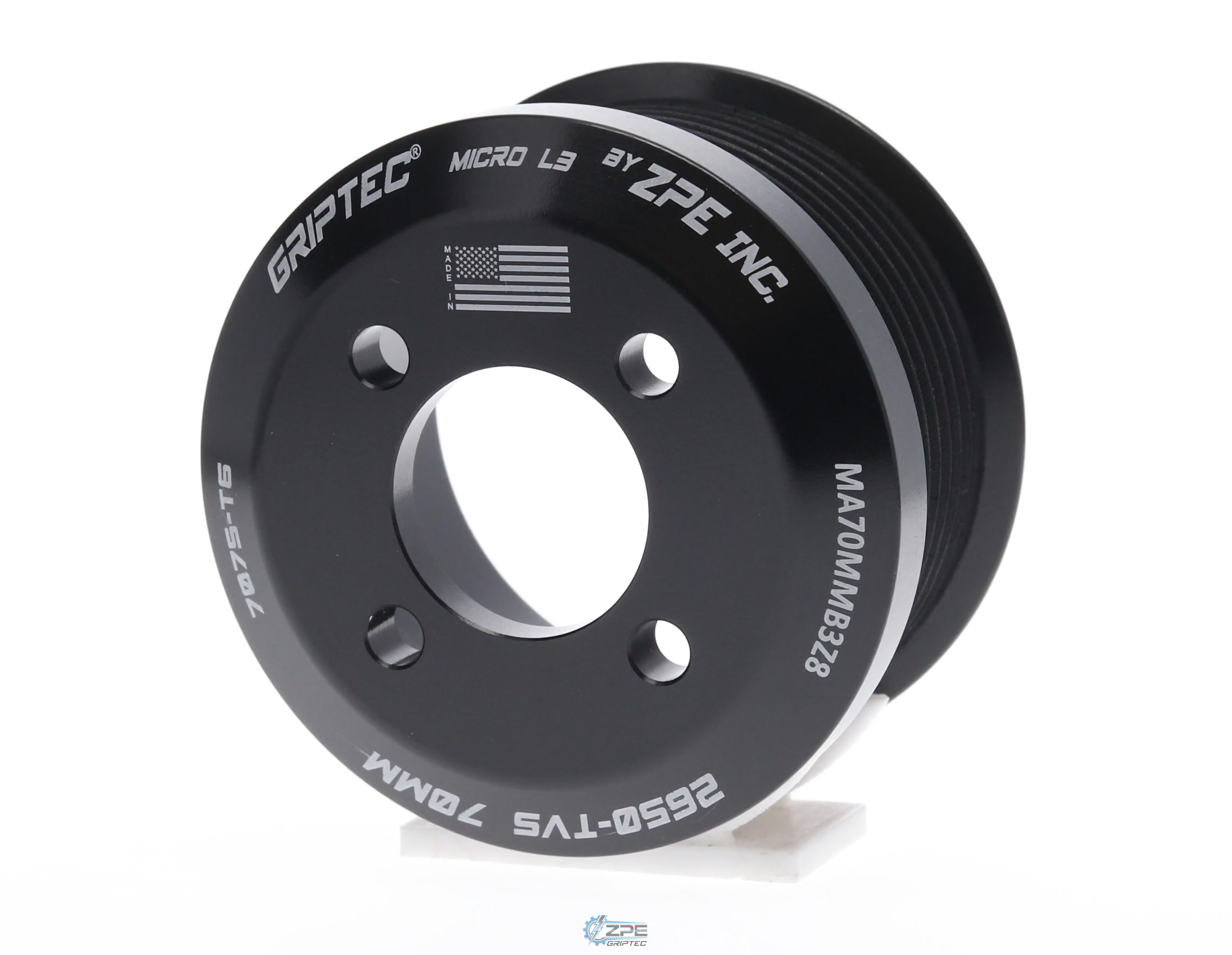 70mm 8 Rib ZPE GripTec® 2pc Magnuson LSA/LT4 2650 TVS L3 Black Pulley Only